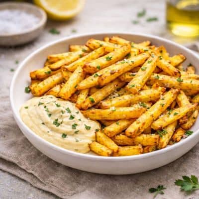 hausgemachte pommes mit basischer mayonnaise