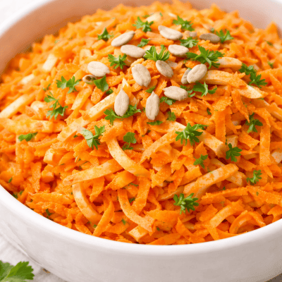 frischer salat mit möhren und äpfeln