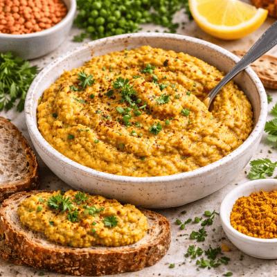 veganer linsenaufstrich mit curry