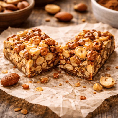 hausgemachte nussriegel mit kokosblütenzucker