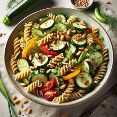 mediterraner nudelsalat - vegan, gesund und lecker!