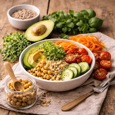 selbstgemachte bowl mit frischen zutaten