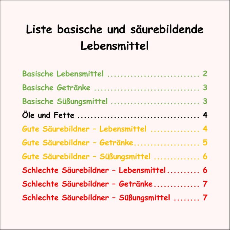 Saure und basische Lebensmittel – komplette Liste 2026 als PDF Download kostenlos