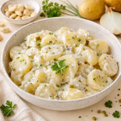 Basischer Kartoffelsalat mit cremiger Mandelmayonnaise
